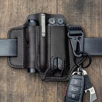 Faux Leather EDC Holster Multitool Sheath for Belt, Durable Multifunctional Tool Holster, Carry Retro Organizer Pocket with K...