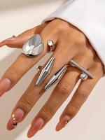 Irregular Geometric Design Adjustable Rings, Fashion Stacking Ring Set for Women for Party, Dainty Stacking Rings, Trendy All...