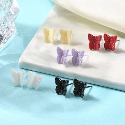 Hypoallergenic Bioceramics Zirconia Ceramic Butterfly Stud Earrings
