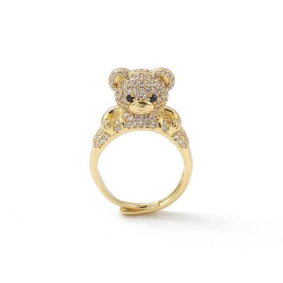 Cubic Zirconia Bear Adjustable Ring