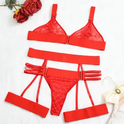 Sylvia Elegant Women's Red Lace Cami Set Soft Breathable Polyester Lingerie for New Year Valentine's Day Birthday Gifts Minim...