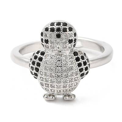 Penguin Cubic Zirconia Adjustable Rings