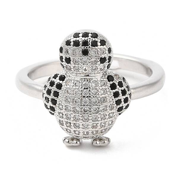 Penguin Cubic Zirconia Adjustable Rings