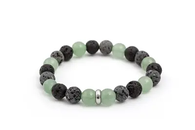 Beneto MINK99 Lava Stone and Aventurine Bead Bracelet - Length: 19cm