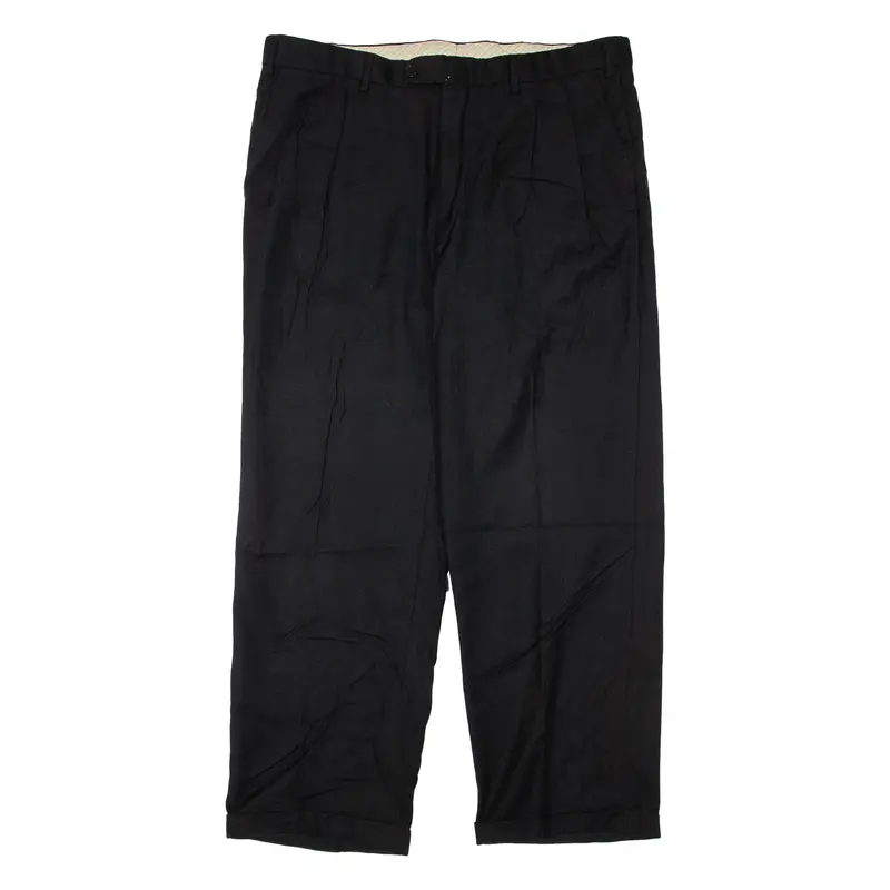 Mens Trousers Black Regular Straight W38 L29