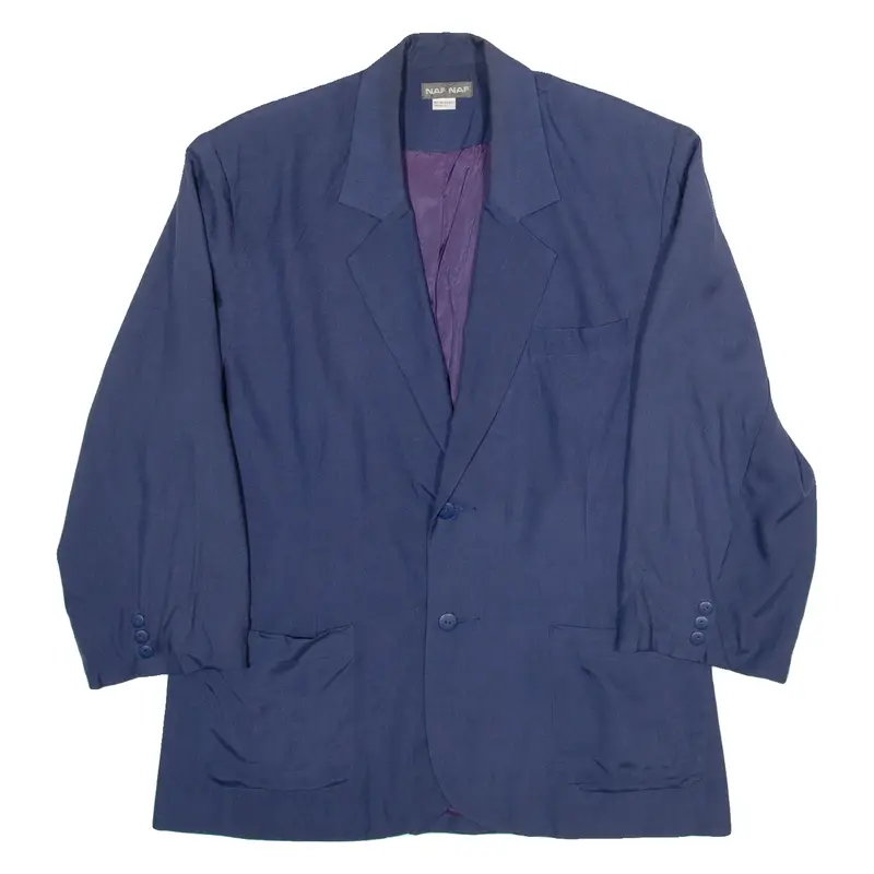 NAF NAF Womens Blazer Coat Blue Silk M