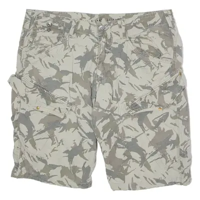 UNIVERSE Mens Cargo Shorts Grey Camouflage M W34