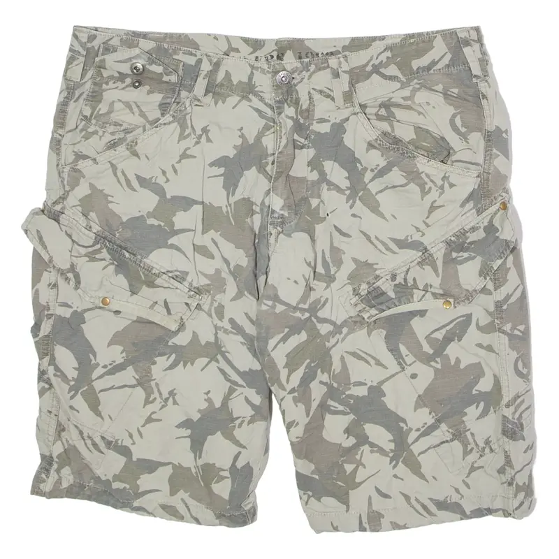 UNIVERSE Mens Cargo Shorts Grey Camouflage M W34
