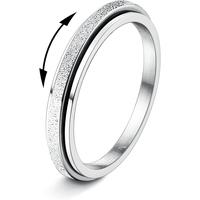 Trendy Fidget Rings for Women Men -2 4mm Titanium Steel Spinner Ring for Anxiety Stress Relief Glitter Sandblast Spinning Fig...