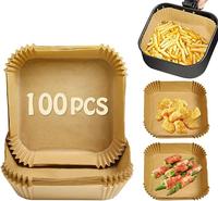 100PCS Air Fryer Paper Liners, unbleached and biodegradable material, disposable non-stick parchment paper for frying, baking...