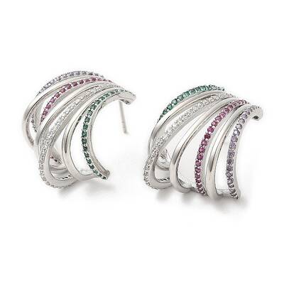 Colorful Rhinestone Claw Stud Earrings
