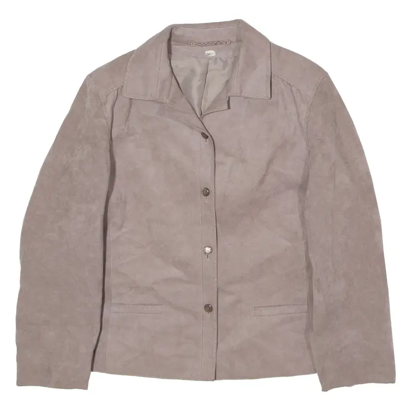 ELEGANT Womens Blazer Jacket Purple Faux Suede 90s S