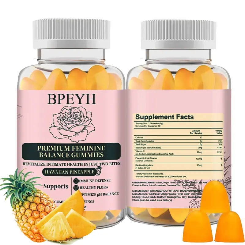 [Multi-pack] BPEYH Premium Feminine Balance Gummies Hawaiian Pineapple (New and lmproved Packaging) - 60Gummies 30-Day Supply...