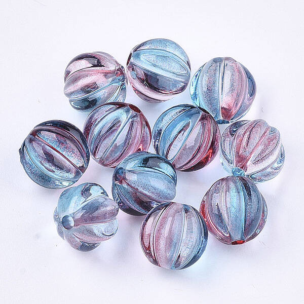 Two Tone Transparent Spray Painted Acrylic Corrugated Beads