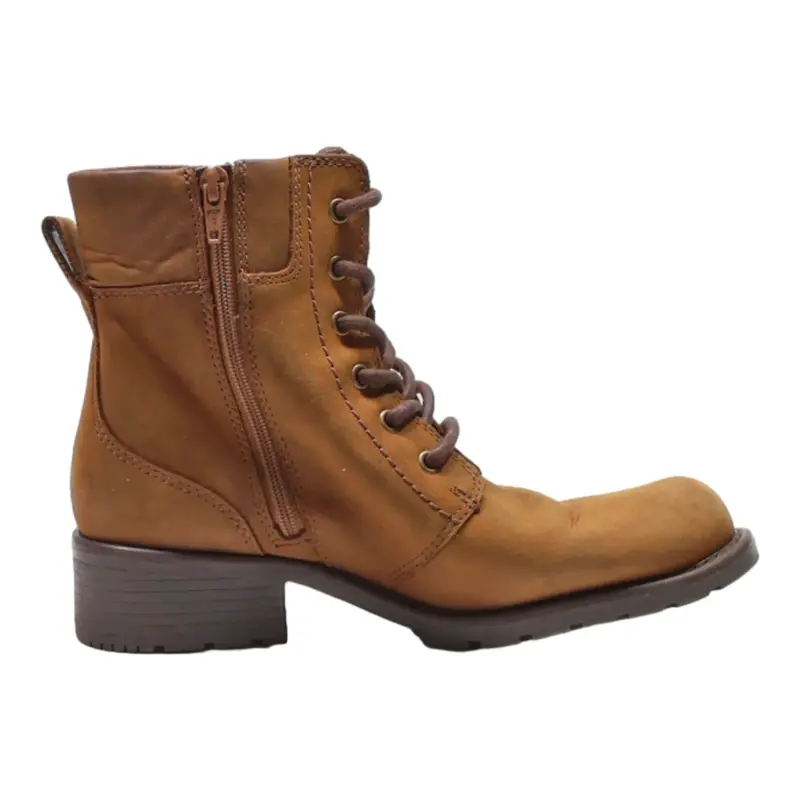 CLARKS Lace-Up Boots Brown Suede Womens UK 4