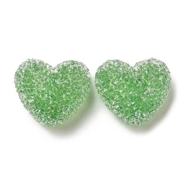 Drusy Heart Resin Rhinestone Beads