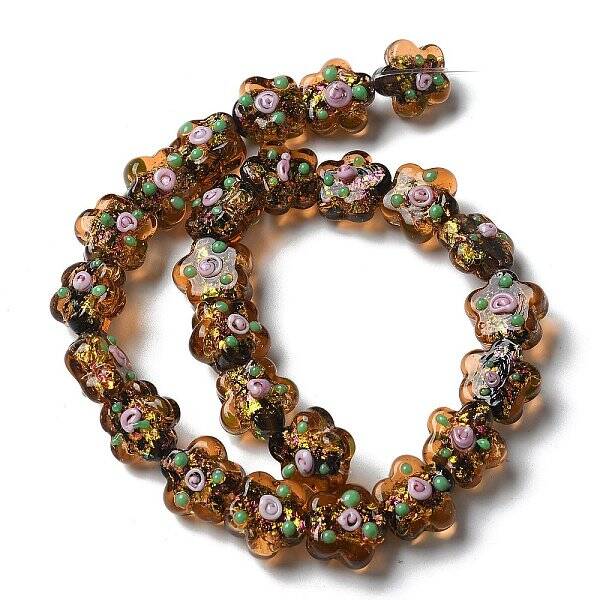 Handmade Foil Lampwork Beads Strands