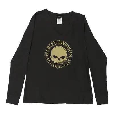 Portland, Maine Harley Davidson Graphic Long Sleeve Top - XL Black Cotton