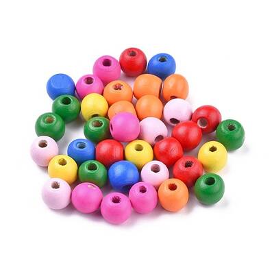 Dyed Natural Wood Beads