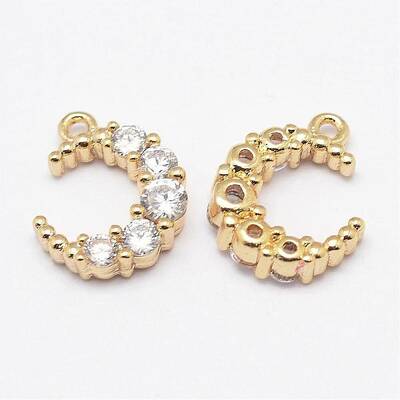 Brass Micro Pave Grade AAA Cubic Zirconia Charms