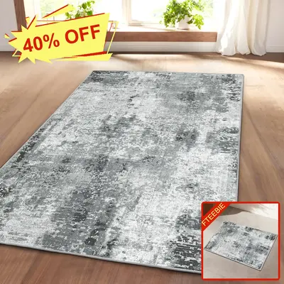 Tritard Abstract Grey Area Rug & Carpet – Modern Living Room Rugs, Machine Washable, High Pile Soft Plush, Stain Resistant,...