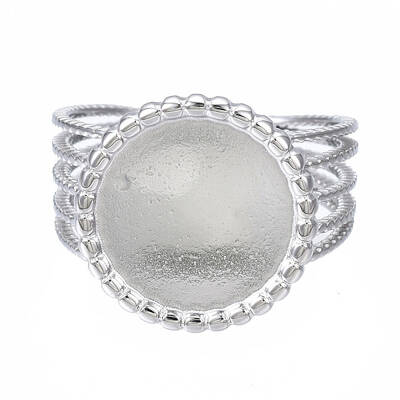 Non-Tarnish 304 Stainless Steel Open Cuff Finger Ring Cabochon Settings