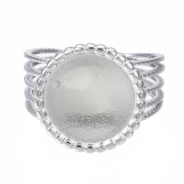 Non-Tarnish 304 Stainless Steel Open Cuff Finger Ring Cabochon Settings