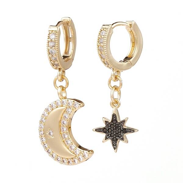 Brass Micro Pave Cubic Zirconia Huggie Hoop Earrings