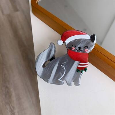 Christmas Themed Cat Acetate Claw Hair Clips