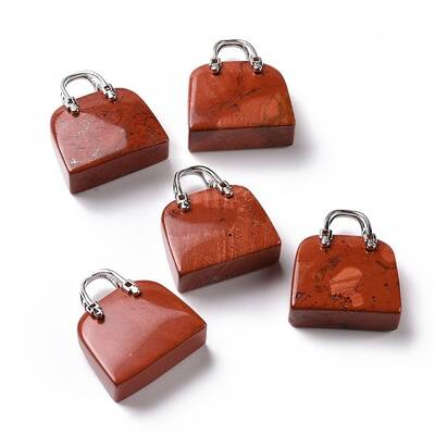 Natural Red Jasper Brass Pendants