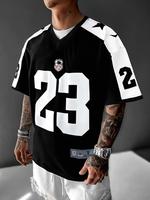 Men's Number Print Round Neck Short Sleeve T-shirt, Loose Casual Versatile Style Graphic Tee, Street Fashion Trendy Top for S...