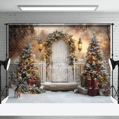 Twinkling Lights Winter Christmas Scene Backdrop - Aperturee