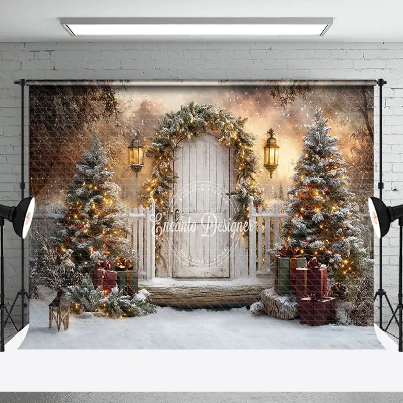 Twinkling Lights Winter Christmas Scene Backdrop - Aperturee