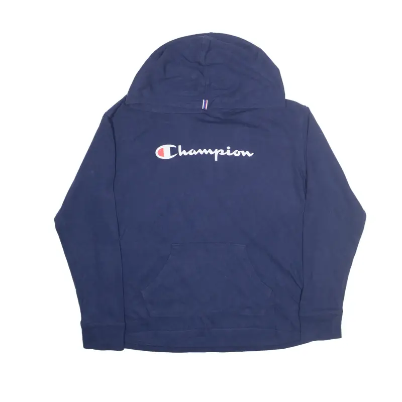 CHAMPION Lightweight Hoodie Blue Pullover Mens S