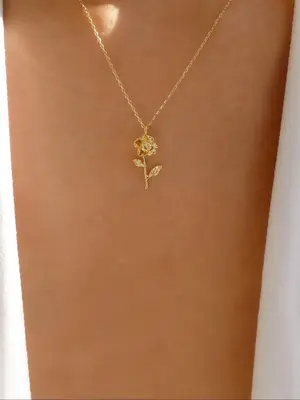 Elegant Flower Design Rhinestones Decor Pendant Necklace for Women, Rose Pendant Clavicle Chain, Fashion Accessories for Part...