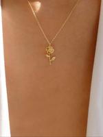 Elegant Flower Design Rhinestones Decor Pendant Necklace for Women, Rose Pendant Clavicle Chain, Fashion Accessories for Part...