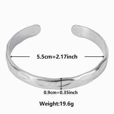 Non-Tarnish Stylish European and American Texture 304 Stainless Steel Cuff Bangles for Women