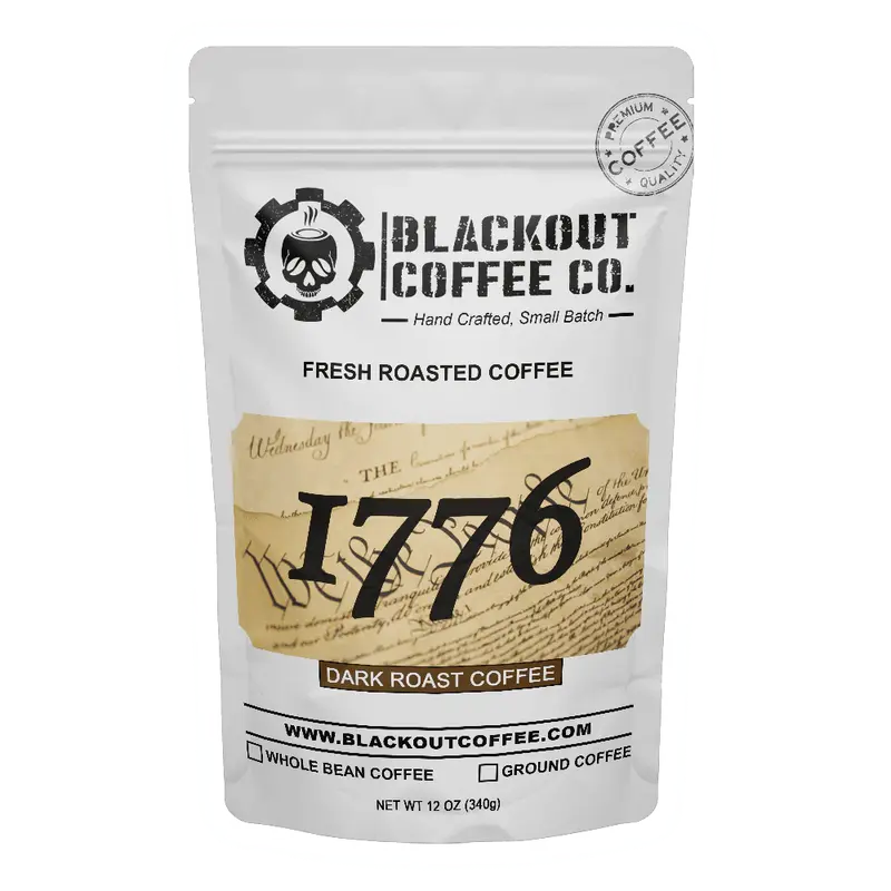 1776 Dark Roast Coffee by Veterans -  Whole Bean - Fresh Roasted Coffee - American Coffee Company, Ground