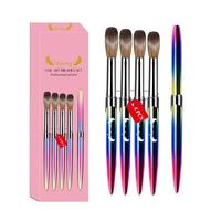Acrylic Brush for Nail 3D Art, 4 Counts Professional Nail Design Brushes Kit for Gel Polish, Synthetic Bristles Detail Nails ...