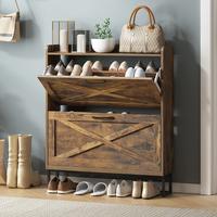 Vabches Shoe Storage Cabinet with 2 Flip Drawers, Freestanding Shoe Organizer with Metal Legs for Entryway, Narrow Shoe Rack ...