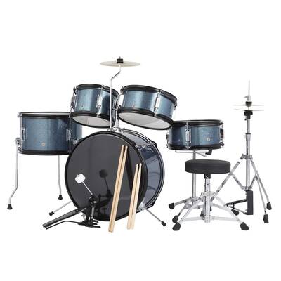 Garvee Kids Drum Set AD-300 Junior 5-Piece Full 16in Kit with Bass Drum & Pedal Hardwood Durable Beginner Boys Girls Blue Pla...
