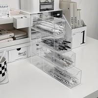 Clear Desk Storage Box with Drawer, 1 Count Desk Storage Holder for Marker Pen, Stationery, Makeup Brush, Desk Organizer for ...