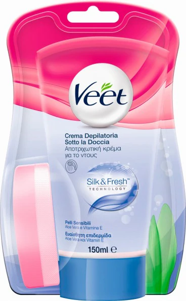 Veet Crema Depilatoria Sotto La Doccia Silk&Fresh Pelli Sensibili 150 Ml