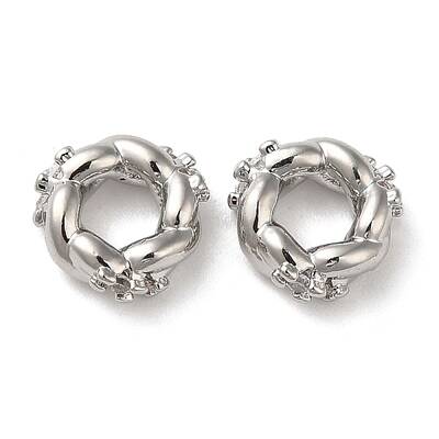 Brass Micro Pave Cubic Zirconia Beads