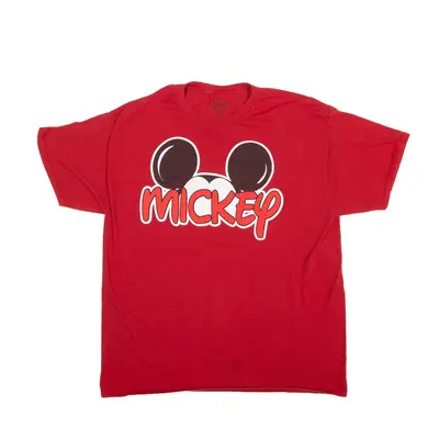 DISNEY Mickey Mouse T-Shirt Red Short Sleeve Mens XL