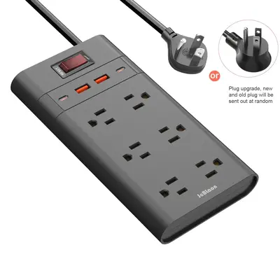 Power Strip Surge Protector, Portable Surge Protector With 4 USB Ports & 6 Outlets, Wall Mounted Power Strip with 4ft Extensi...