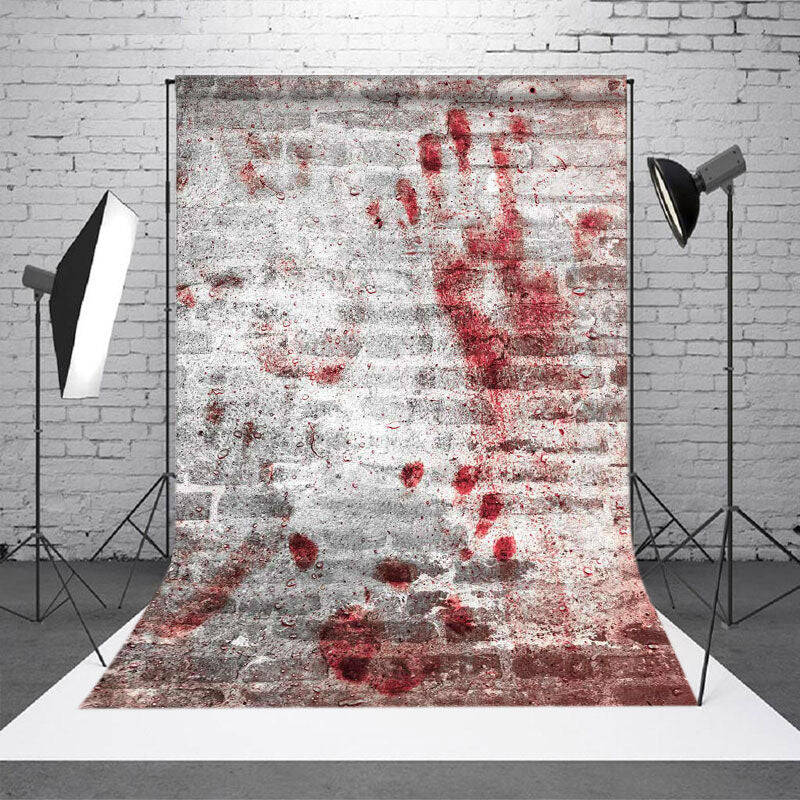 Red Hand Print Brick Wall Party Photoshoot Backdrop - Aperturee