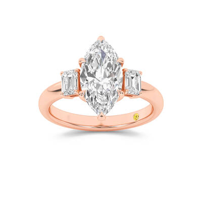 Moonbeam Three Stone Marquise Lab Grown Diamond Engagement Ring | 14K Rose Gold 1 1/2 CT. TW.