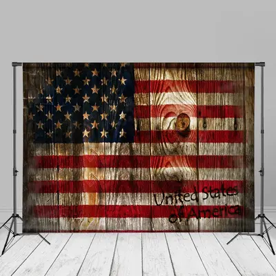 Wooden Us Flag Independence Day Backdrops For Photo - Aperturee