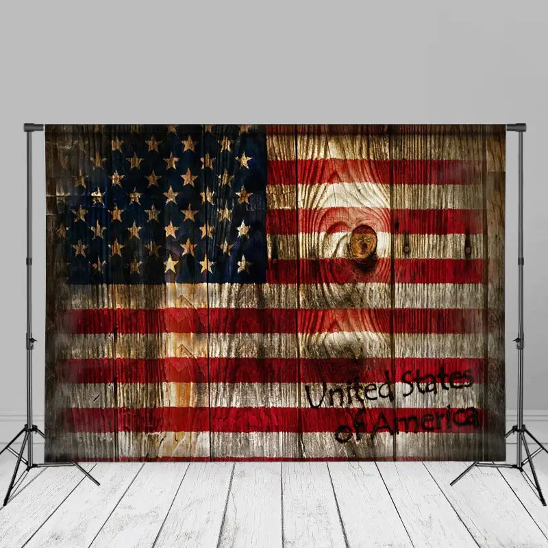 Wooden Us Flag Independence Day Backdrops For Photo - Aperturee